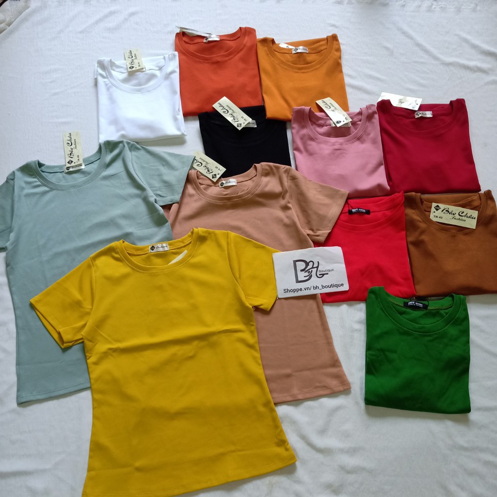 Áo thun ôm tay ngắn cổ tròn có Size đại đến 75kg chất cotton co giãn ôm dáng body giá rẻ