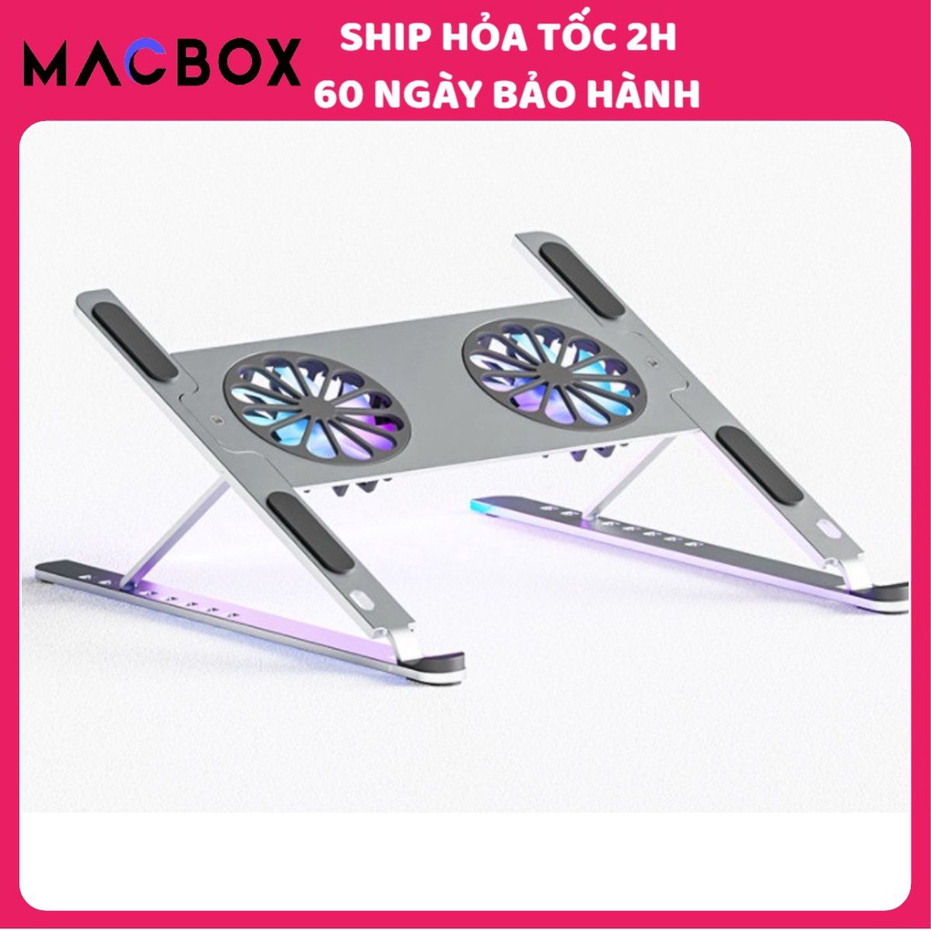 Giá Đỡ Laptop P11F Đế Tản Nhiệt Kê Laptop Quạt Led RGB 8 Mức Chỉnh Độ Cao, Đế Kê Laptop Nhôm