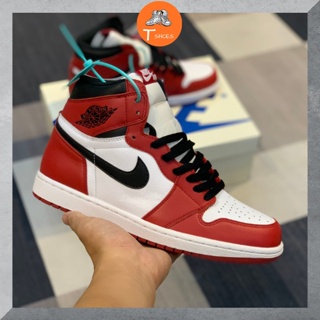 Giày Thể Thao Air Jordan 1 Chicago Cổ Cao Đỏ Trắng Logo Đen Sneaker Nam