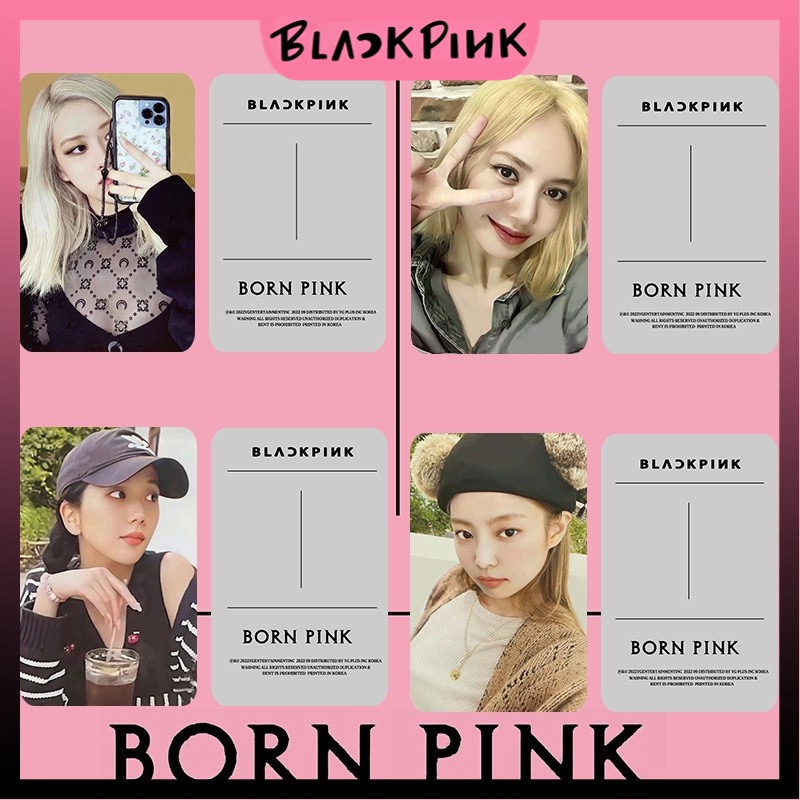 【BLACKPINK】4 cái / Thẻ ảnh Black pink BORN PINK Thẻ Flash Thẻ hành lý Thẻ Jennie LISA JISOO ROSE