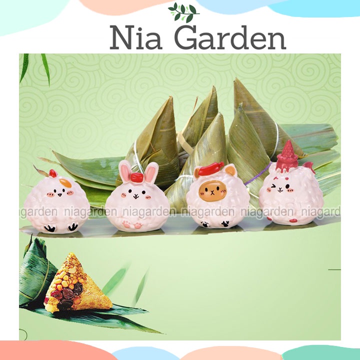 Đồ trang trí tiểu cảnh mini mô hình cừu bánh ú cute decor vườn chậu cây terrarium Nia Garden N5
