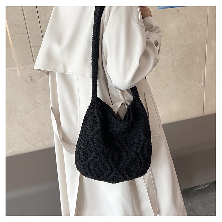 Túi Đeo Chéo Đan Len Cỡ Lớn Phong Cách Retro Hàn Quốc Thời Trang Mùa Thu Hàng Trăm Mới Cho Nữ