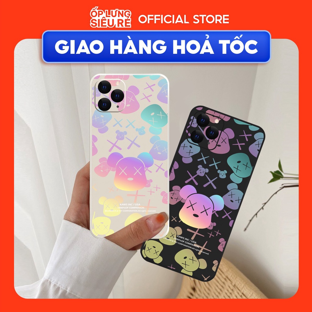 Ốp lưng cạnh vuông Realme C11/Realme 7i/Realme C25/....viền bảo vệ camera hình Bearbrick cầu vồng