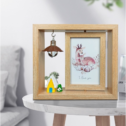 Khung Ảnh Để Bàn gỗ mộc có móc kèm KA4 Khung Hình Để Bàn kèm chân đế 20.5x22.5cm