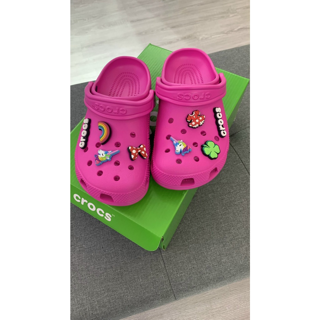 Dép cross sục, dép đi mưa có quai màu HỒNG, vừa đẹp vừa xinh, tặng thêm Sticker lung linh 12 cái