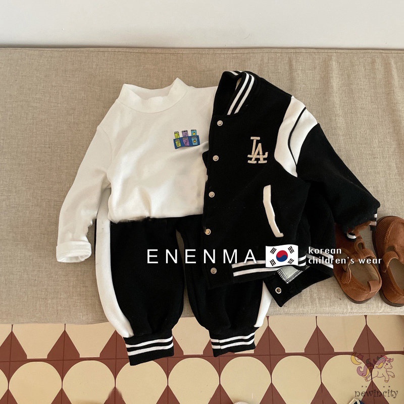 Bộ Áo Khoác Bóng Chày + Quần Thể Thao Năng Động Thời Trang Theo Phong Cách Hàn Quốc Cho Bé
