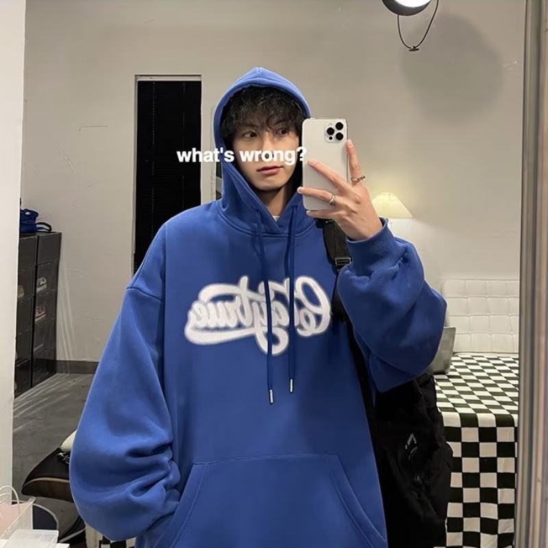 Áo hoodie Dáng Rộng In Chữ Phong Cách Hiphop Đường Phố Hàn Quốc Cho Nam