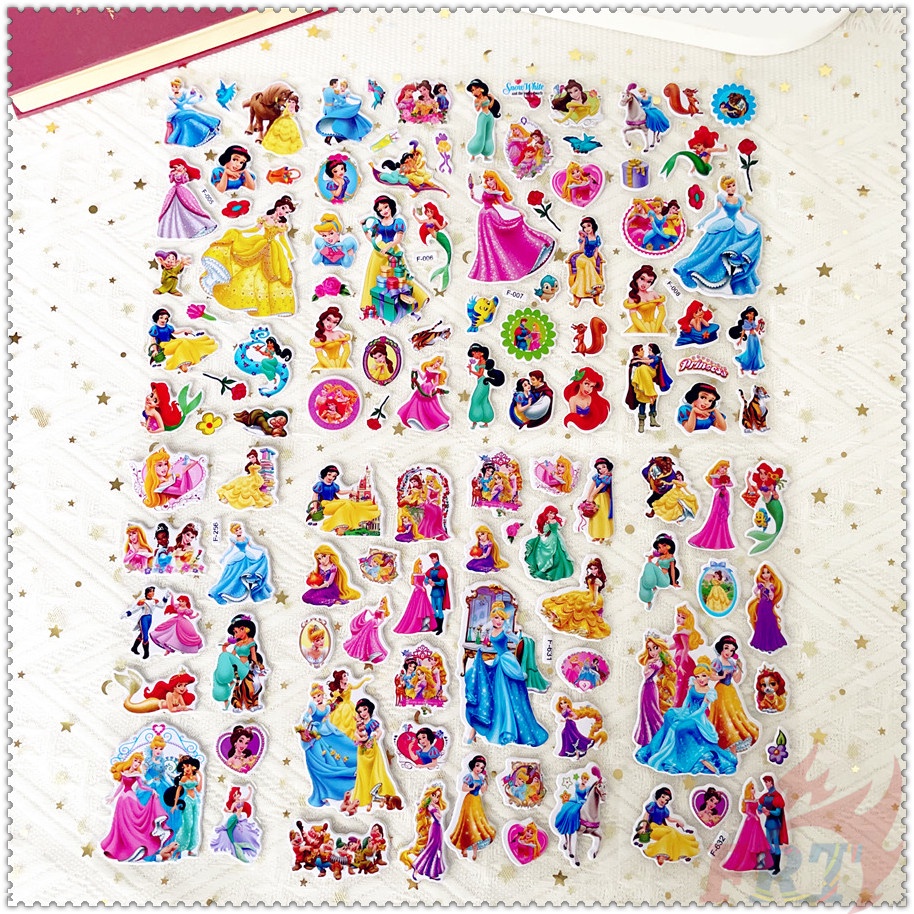 ▶ 5 Tấm Hình Dán Khen Thưởng Công Chúa Disney Q-3 ◀ Miếng Dán PVC 3D Chống Thấm Nước Chất Lượng