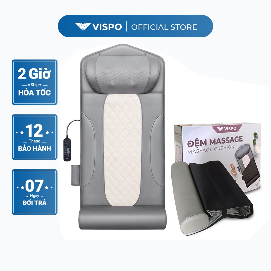 Đệm massage toàn thân VISPO VP-N21 Rung đa tần, Có Túi khí ở phần vai lưng mông - Kèm gối massage hồng ngoại Sưởi ấm