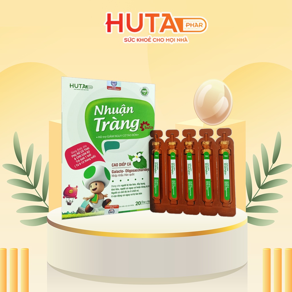Giảm táo bón cho bé - NHUẬN TRÀNG HUTA - Bổ sung chất xơ hòa tan 20 ống*10ml