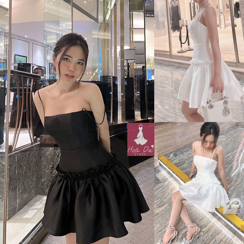 Hàng Chuẩn Đầm 2 Dây Dáng Xoè Chất Vải TAPTA Cúp Ngực Xếp Ly Cực Tôn Dáng