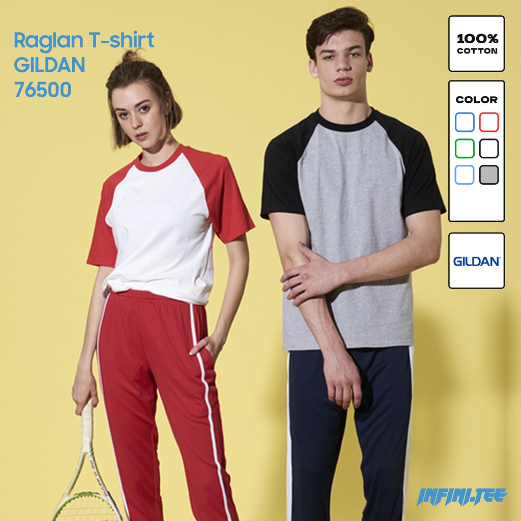 Áo thun trơn Gildan 76500 Premium Cotton - Adult Raglan T-Shirt INFINITEE