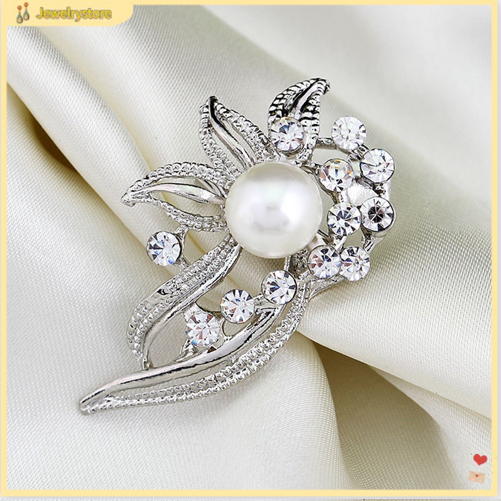 Ghim cài áo kim loại đính kim cương và ngọc trai giả thời trang cho nữ