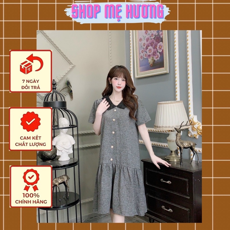Đầm bầu sơ mi khuy dọc kiểu dáng đuôi cá thích hợp mặc đi tiệc đi làm, Váy dạ đính cúc 4 màu[MẪU H019]