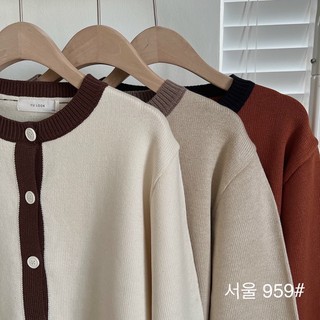 Áo len cổ tròn khuy dọc ( ảnh thật, có sẵn)