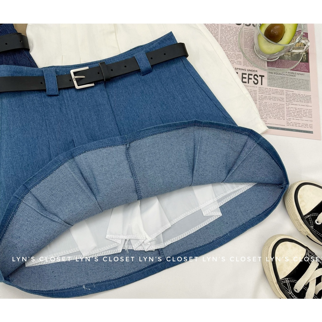 Chân váy ngắn xếp ly kèm dây thắt lưng có 5 màu - Lyn's Closet