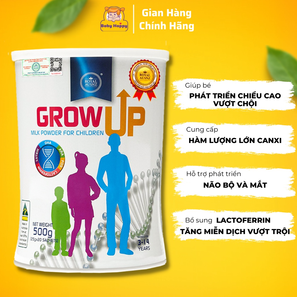 Sữa Hoàng Gia Úc Grow Up giúp phát triển chiều cao vượt trội cho trẻ trong giai đoạn vàng từ 3-14 tuổi Royal Ausnz 500g