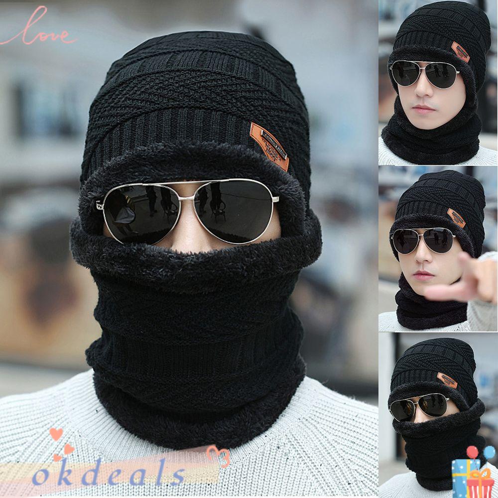 Khăn Choàng Cổ Và Mũ Dệt Kim 3 Trong 1 Giữ Ấm Mùa Đông