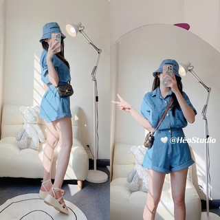 Jumpsuit Jean Co Giãn 2 Màu Hèo Studio (Ảnh Thật)