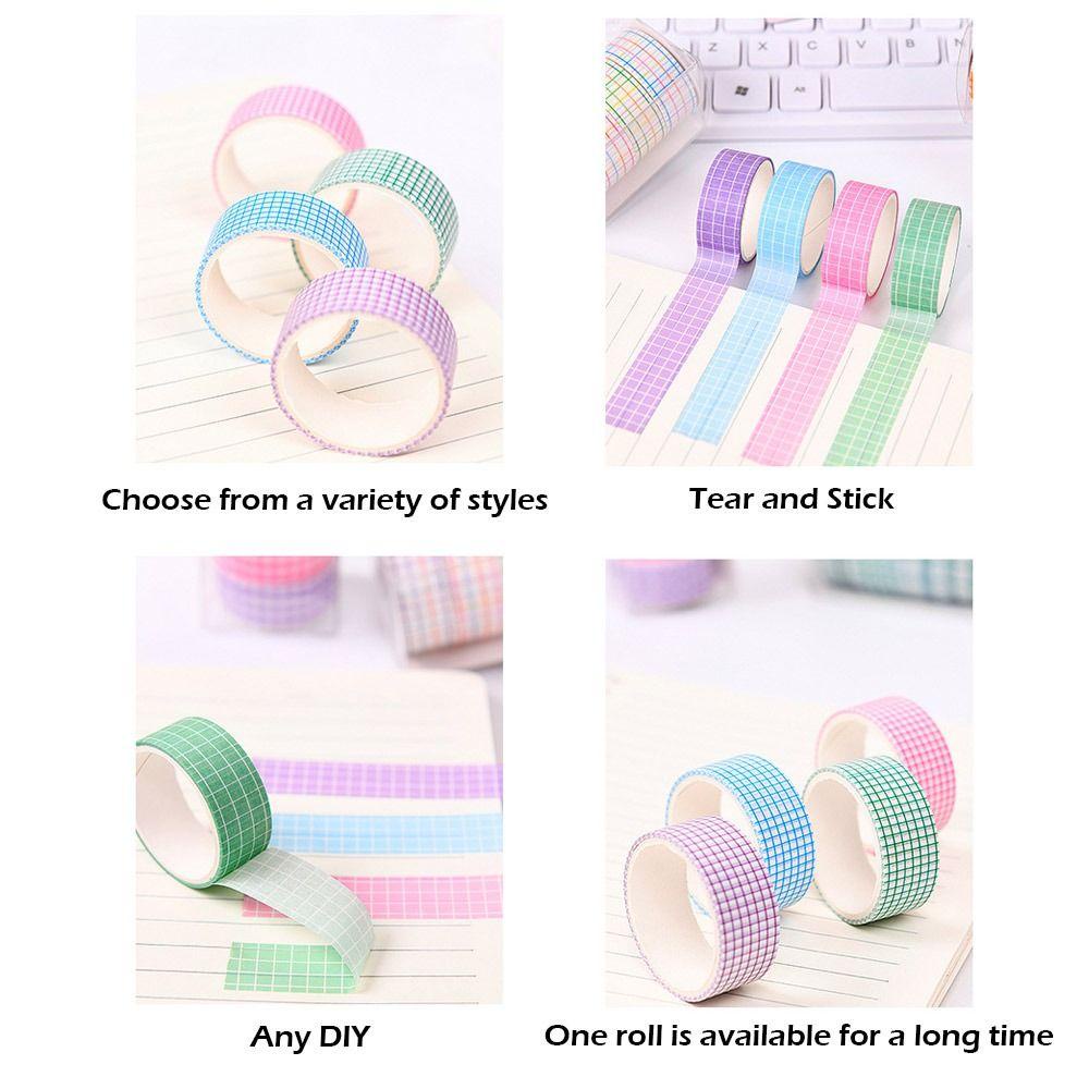 CHOOKEY Set 4 Hộp Băng Keo Dán Trang Trí Họa Tiết Kẻ Sọc