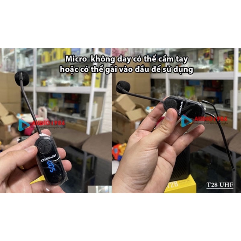 Máy trợ giảng không dây Aporo T28 UHF Audio1986 có chống nước IP67 wireless công suất lớn Cao cấp Nhất hiện nay