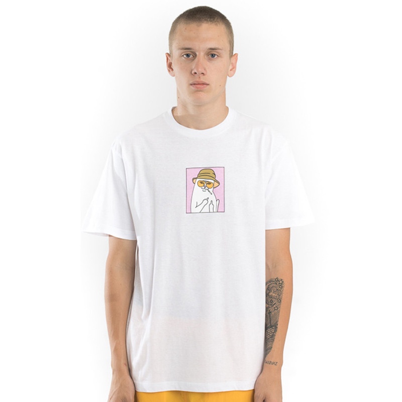 Ripndip Áo Thun Ngắn Tay Dáng Rộng In Hình Mèo Cá Tính Dành Cho Nam