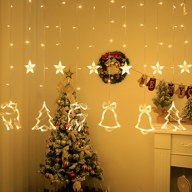 Đèn LED Hình Hoa Tuyết / Tuần Lộc / Ông Già Noel Có Nút Hít Gắn Cửa Sổ Trang
