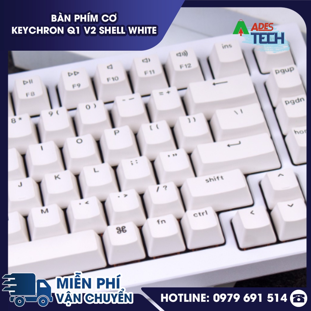 Bàn Phím Cơ Keychron Q1 V2 Shell White  - Bảo Hành 12 Tháng
