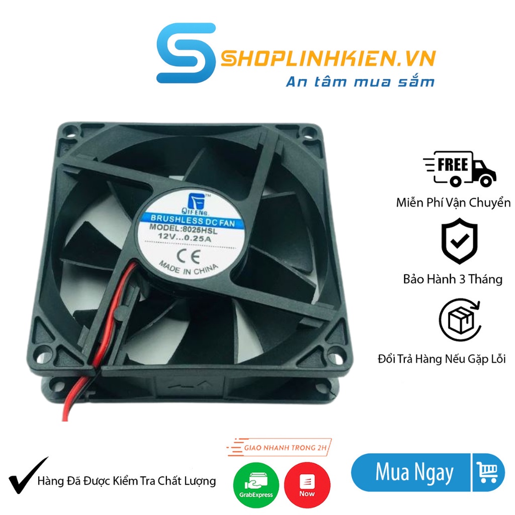 Quạt Tản Nhiệt Brushless 12V 8x8x2.5CM 3000RPM🍀 Quạt 12V 8x8CM Hút Mùi Thổi Nhiệt Máy Tính Thủy Sinh Tiện Dụng