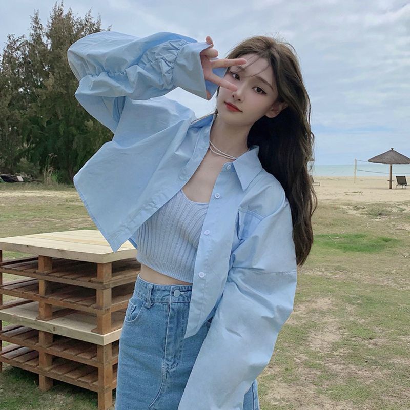 Set đồ UIOWOO gồm áo sơ mi và áo hai dây phong cách thanh lịch dành cho nữ