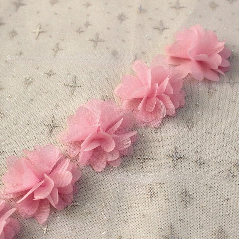 Cuộn Dây Ruy Băng Vải Voan Ren Hoa 3D Dài 10 Yards Trang Trí Váy Cưới