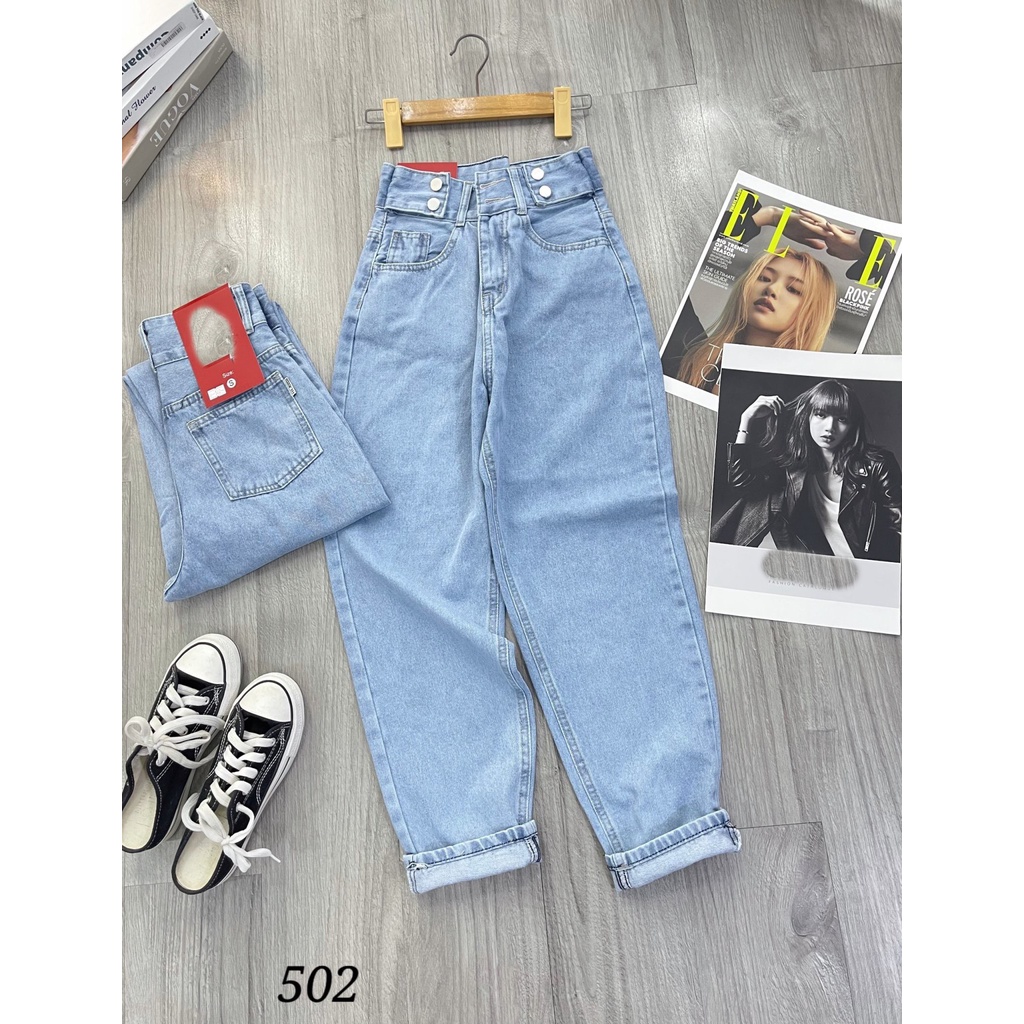 [BGHL502] QUẦN JEANS NỮ BAGGY 2 NÚT BẢN ĐAI 4 NÚT LAI CUỐN XANH NHẠT XANH ĐẬM CỰC HOT XINH ĐẸP NITIQC