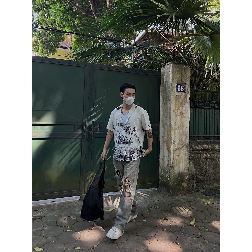 Quần jeans rách unisex nam nữ ống loe