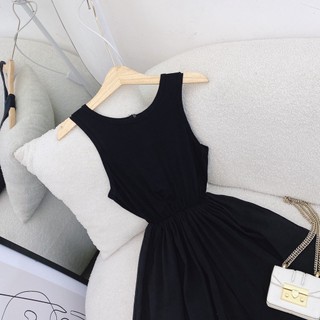 ĐẦM MIDI ĐEN TRƠN SÁT NÁCH (TH)