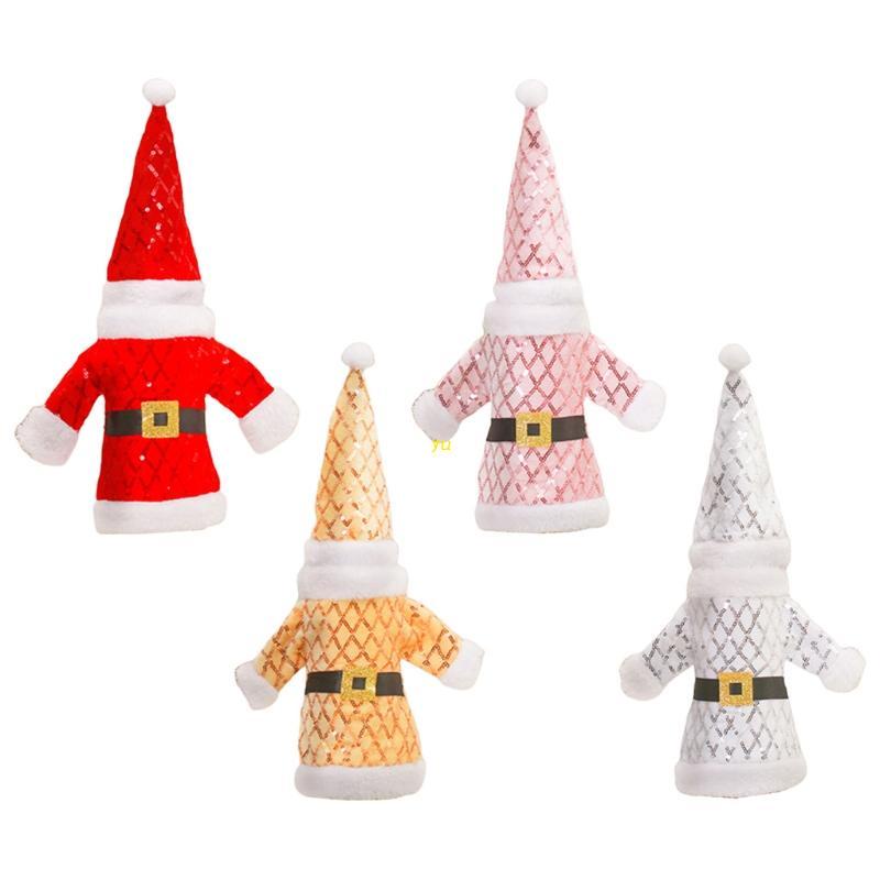 Vỏ Bọc Chai Rượu Đính Kim Sa Hình Áo Khoác Và Mũ Ông Già Noel Trang Trí Giáng Sinh Năm Mới