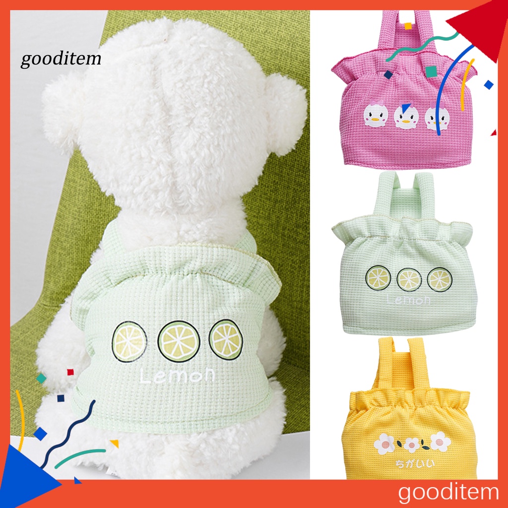 Gooditem Đầm Lưới Nhún Bèo In Họa Tiết Hoa Có Thể Giặt Rửa Cho Thú Cưng