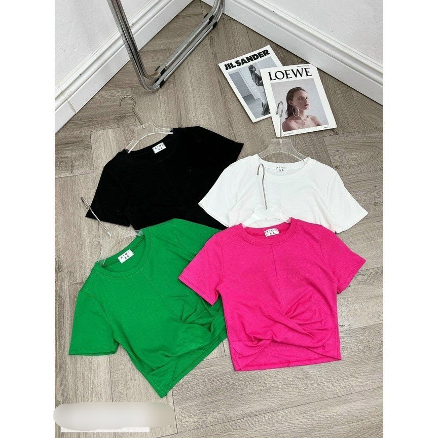 Áo thun gân xoắn bụng tay ngắn ôm body croptop siêu rẻ siêu xịn MC