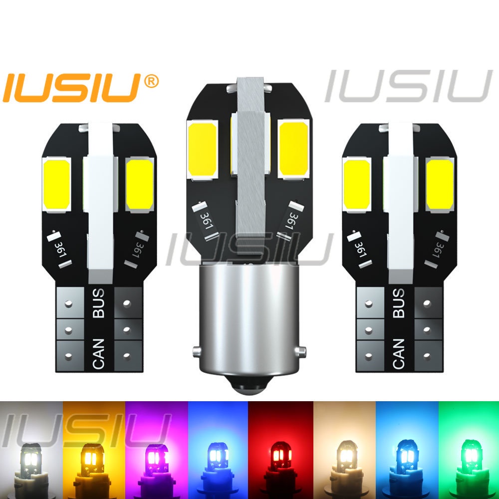 Đèn LED T10 IUSIU BA9S Ánh Sáng Trắng Ấm T4W W5W 194 168 5730 12v Gắn Cửa Xe Hơi Xe Máy