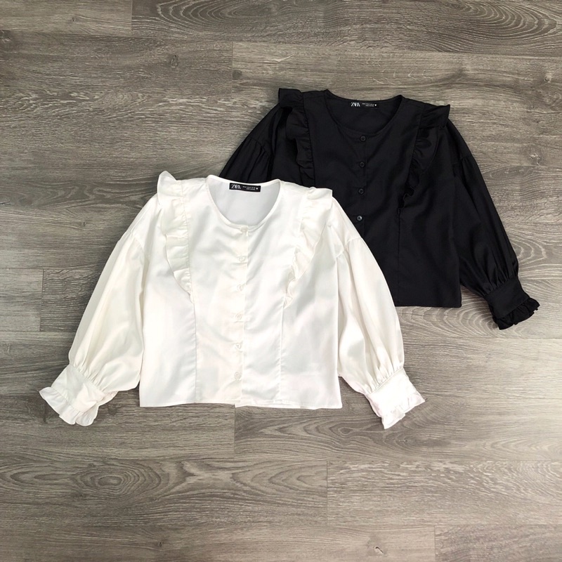 BEUCLOSET - Áo viền bèo tay dài xinh xắn xuất xịn