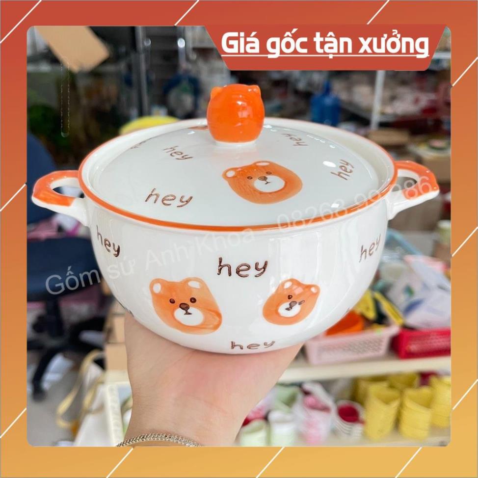 Siêu Sale -  Bộ Chén Dĩa Sứ Bát Ăn Cơm Đĩa Sứ Decor cao cấp Bộ bát đĩa màu cam 17 món cute.