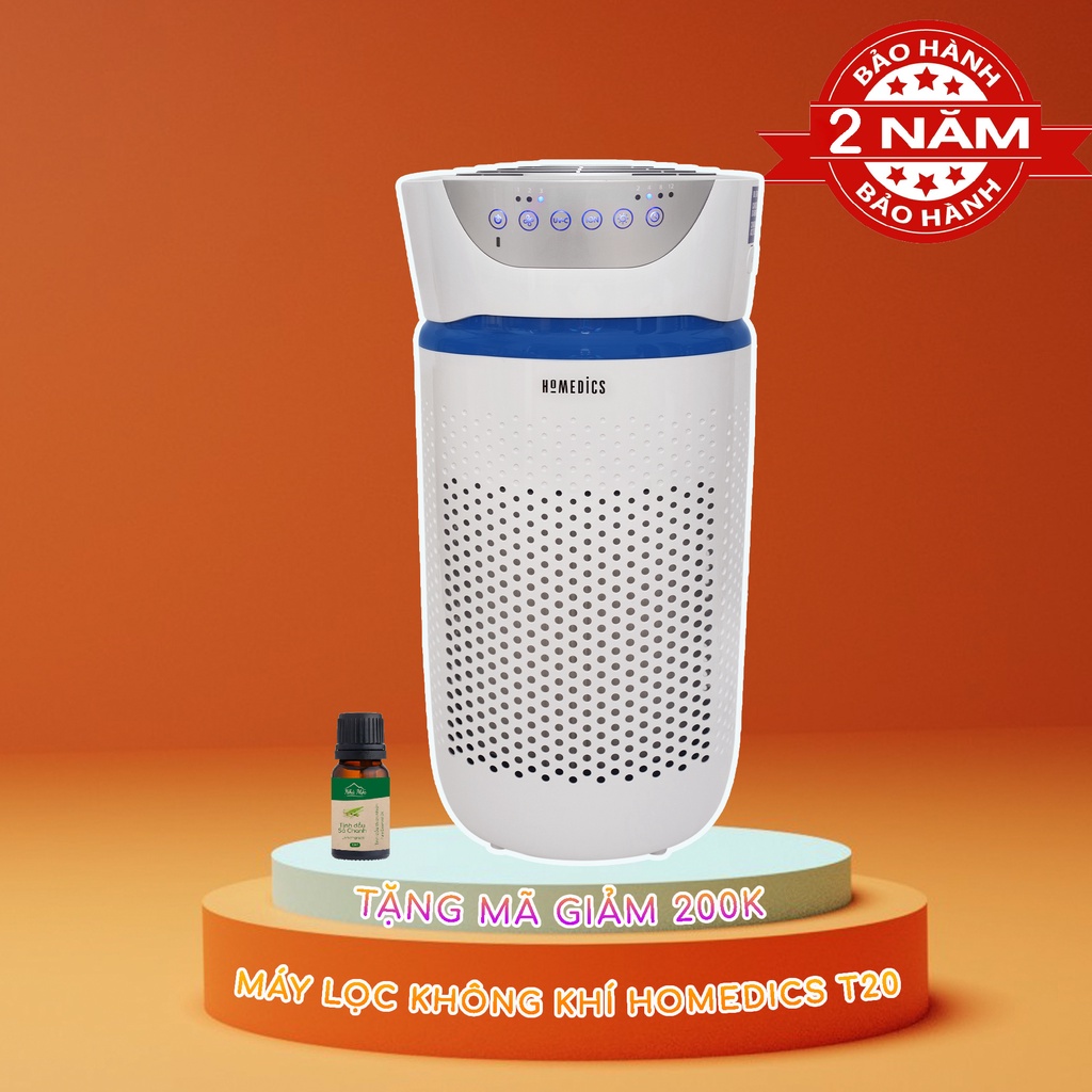 Máy lọc không khí Homedics Mỹ AP-T20, Màng lọc HEPA SỬ DỤNG PHÒNG 90M NHẬP KHẨU CHÍNH HÃNG BẢO HÀNH 2 NĂM