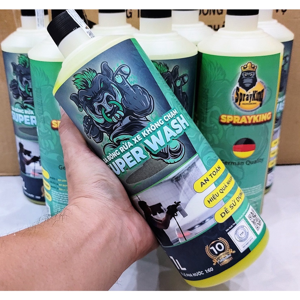 NƯỚC RỬA XE CHẠM / KHÔNG CHẠM SPRAYKING SUPER WASH 1L GIÚP XẾ IU SẠCH BÓNG, THƠM MÁT ĐẾN TỪNG NGÓC NGÁCH