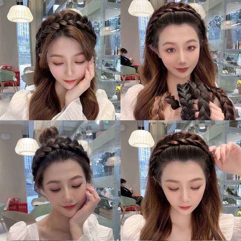 Băng Đô Bện Tóc Giả Kiểu Xương Cá Phong Cách INS Mùa Đông Cho Nữ