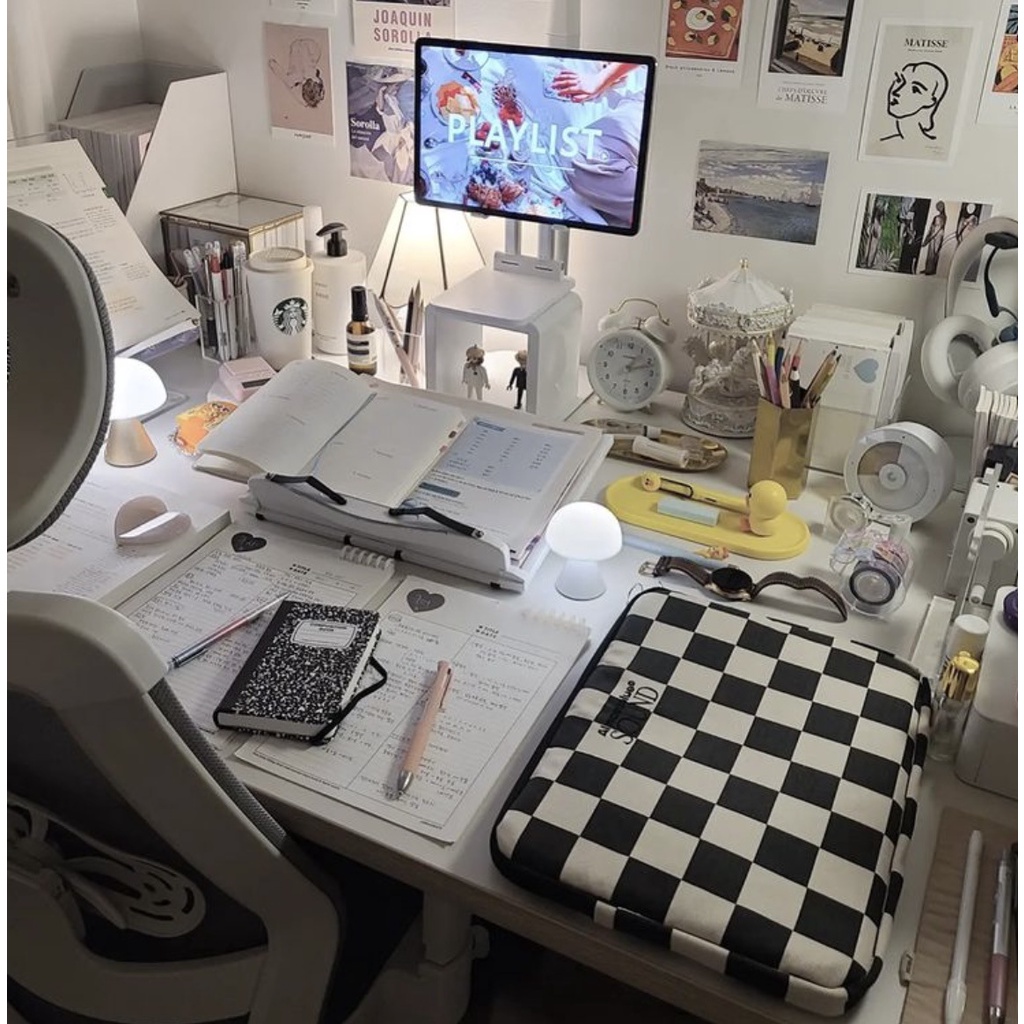 Túi Đựng laptop 10 13 14inch Họa Tiết Sọc Caro Thời Trang Hàn Quốc