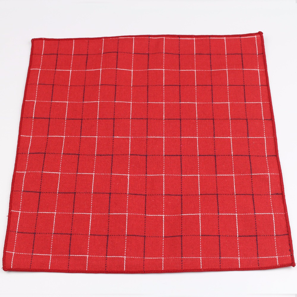 Khăn Tay Cotton Lụa Kẻ Sọc Hình Vuông Màu Trơn Có Túi Cho Nam