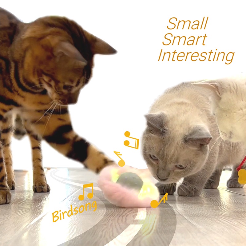 HamshMoc Đồ Chơi Bóng Lăn Tương Tác Tự Động Thông Minh Có Đèn LED Và Âm Thanh Sạc Lại Được Cho Mèo Cưng