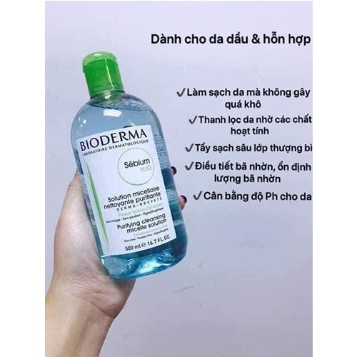Bioderma 500ml Nước Tẩy Trang Dành Cho Da Khô Và Da Dầu