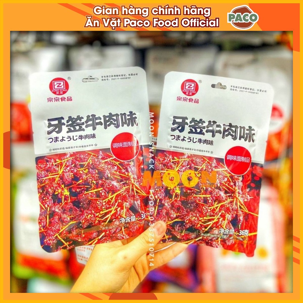 Tăm bò cay chay xào sate xả Zong Zong gói 36g- Ăn Vặt Trung Hoa