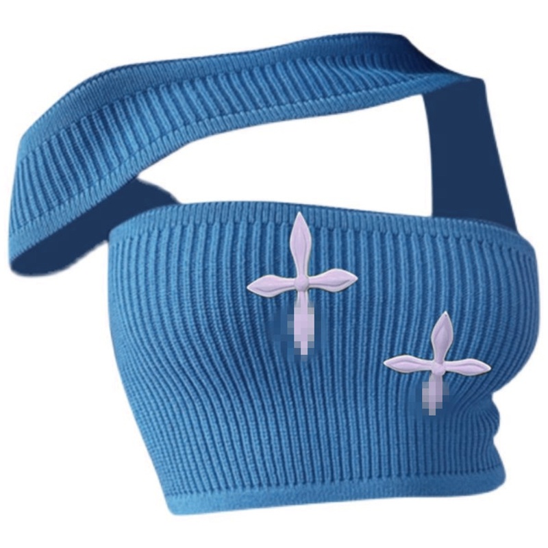 Brroa Áo Ống Croptop Dệt Kim Hở Vai Có Gân Hở Vai In Họa Tiết Chéo Quyến Rũ Cho Nữ