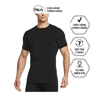 Áo thể thao nam ngắn tay TSLA combat bó cơ kháng khuẩn co giãn 4 chiều chống UV tập gym bơi chạy bộ bóng rổ TSB2026